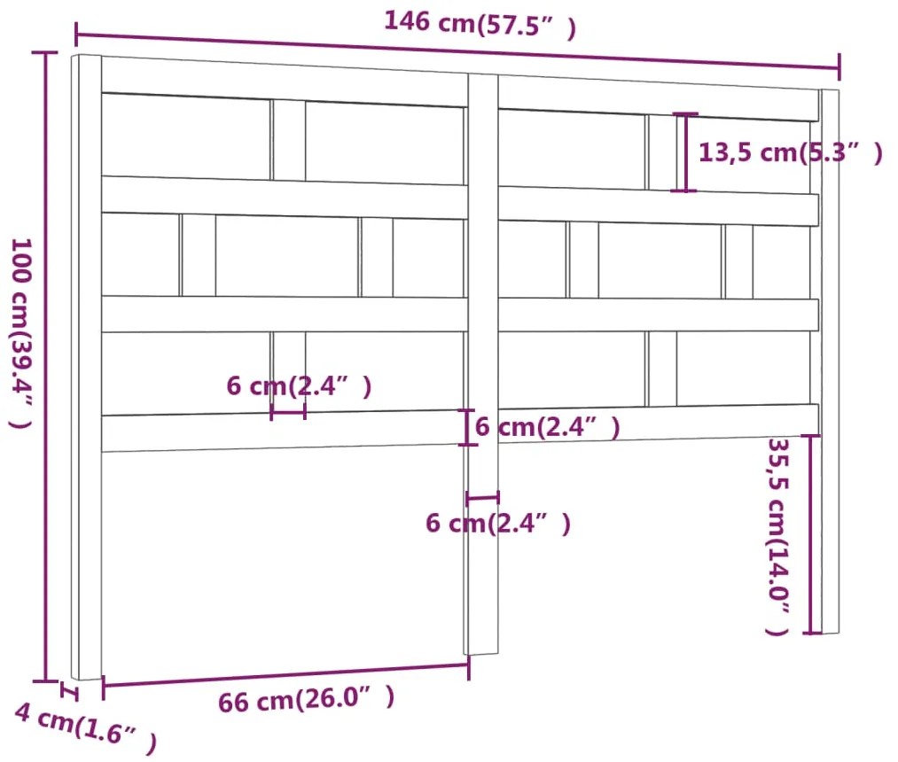 Cabeceira de cama 146x4x100 cm pinho maciço cinzento