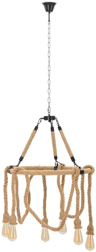 Candeeiro de Teto Boho Chic - Metal e Corda em Formato Redondo - 90 cm