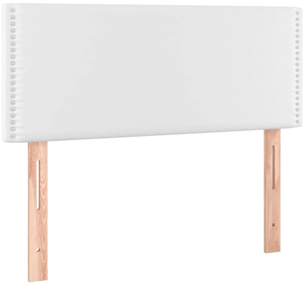 Cama box spring c/ colchão/LED 90x190cm couro artificial branco