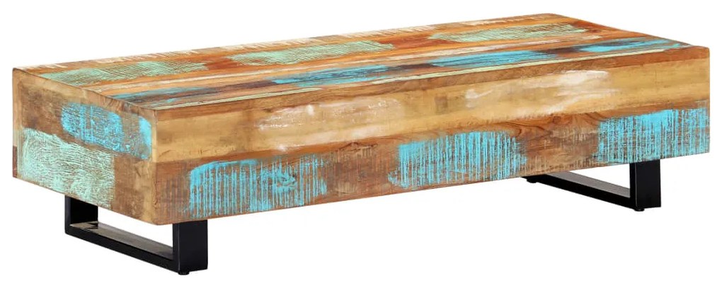 Mesa de centro 120x50x30 cm madeira recuperada maciça e aço