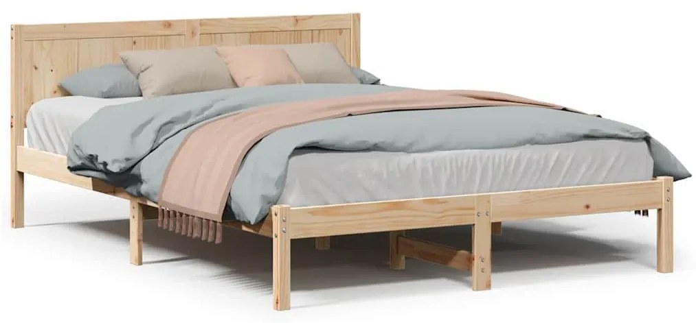 Estrutura de Cama de Madeira de Pinho 140x200 Natural