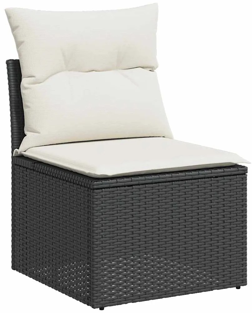 14 pcs conjunto de sofás p/ jardim c/ almofadões vime PE preto