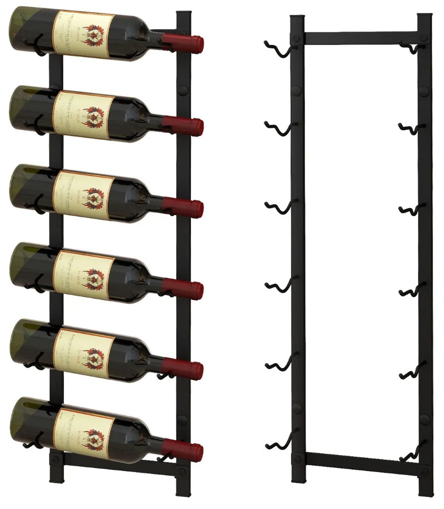 Garrafeira de Parede para 6 Vinhos Garrafeira Suspensa em Aço Inoxidável para Garrafas de Vinho Garrafeira Vertical para Cozinha Sala de Jantar Bar Pr