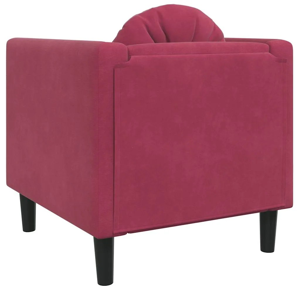 Poltrona com almofadão veludo vermelho tinto
