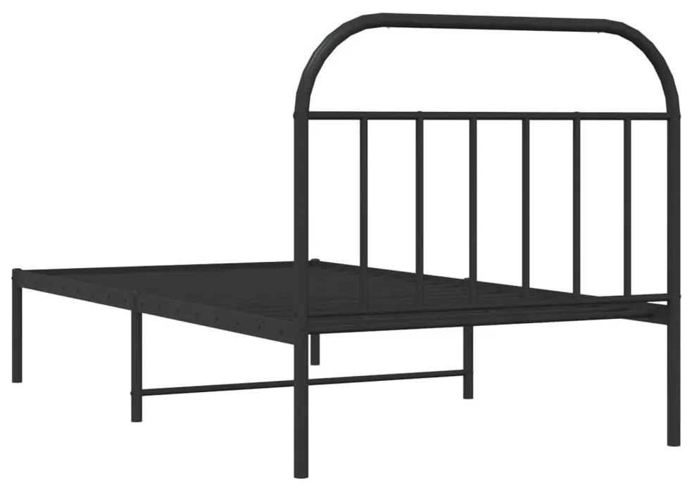 Estrutura de cama com cabeceira 107x203 cm metal preto