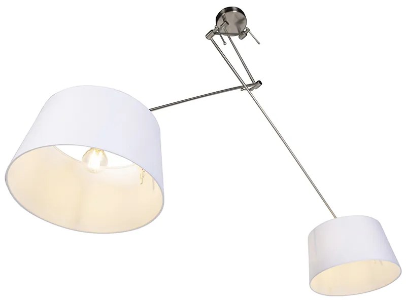 Candeeiro de suspensão com tons de linho branco 35 cm - aço Blitz II Country / Rústico,Moderno