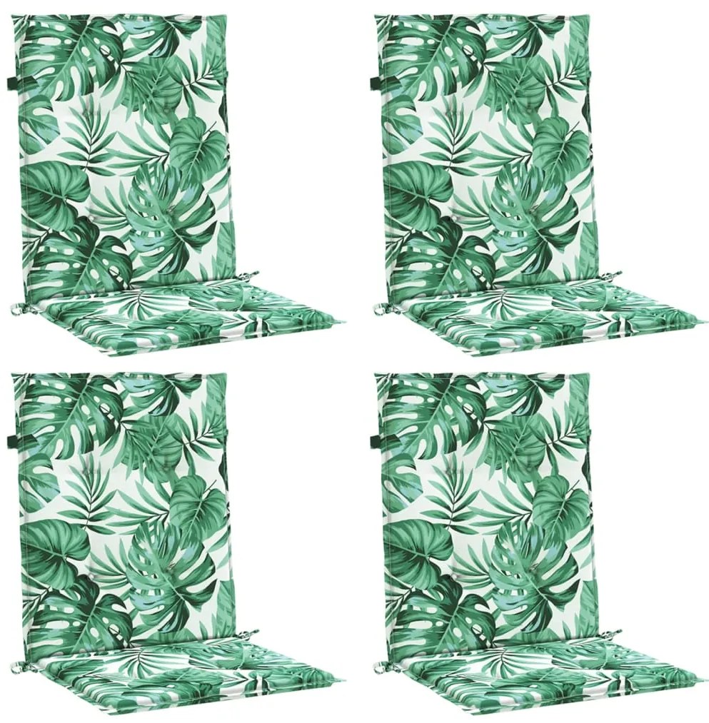 Almofadões cadeira de encosto baixo 4 pcs tecido padrão folhas