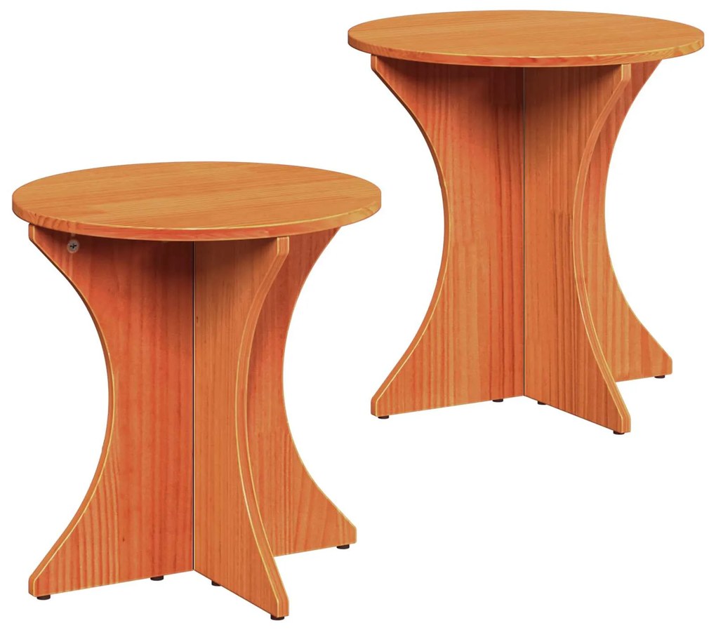 vidaXL Mesa de centro 2 pcs Marrom Cera Madeira de pinho maciça