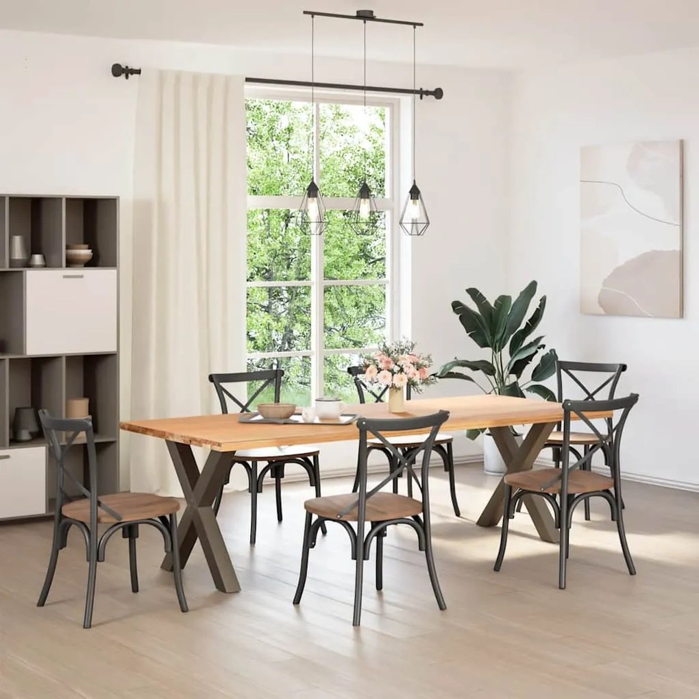 Pés para mesa de jantar em formato de X, 2 peças, aço natural, 80x(72-