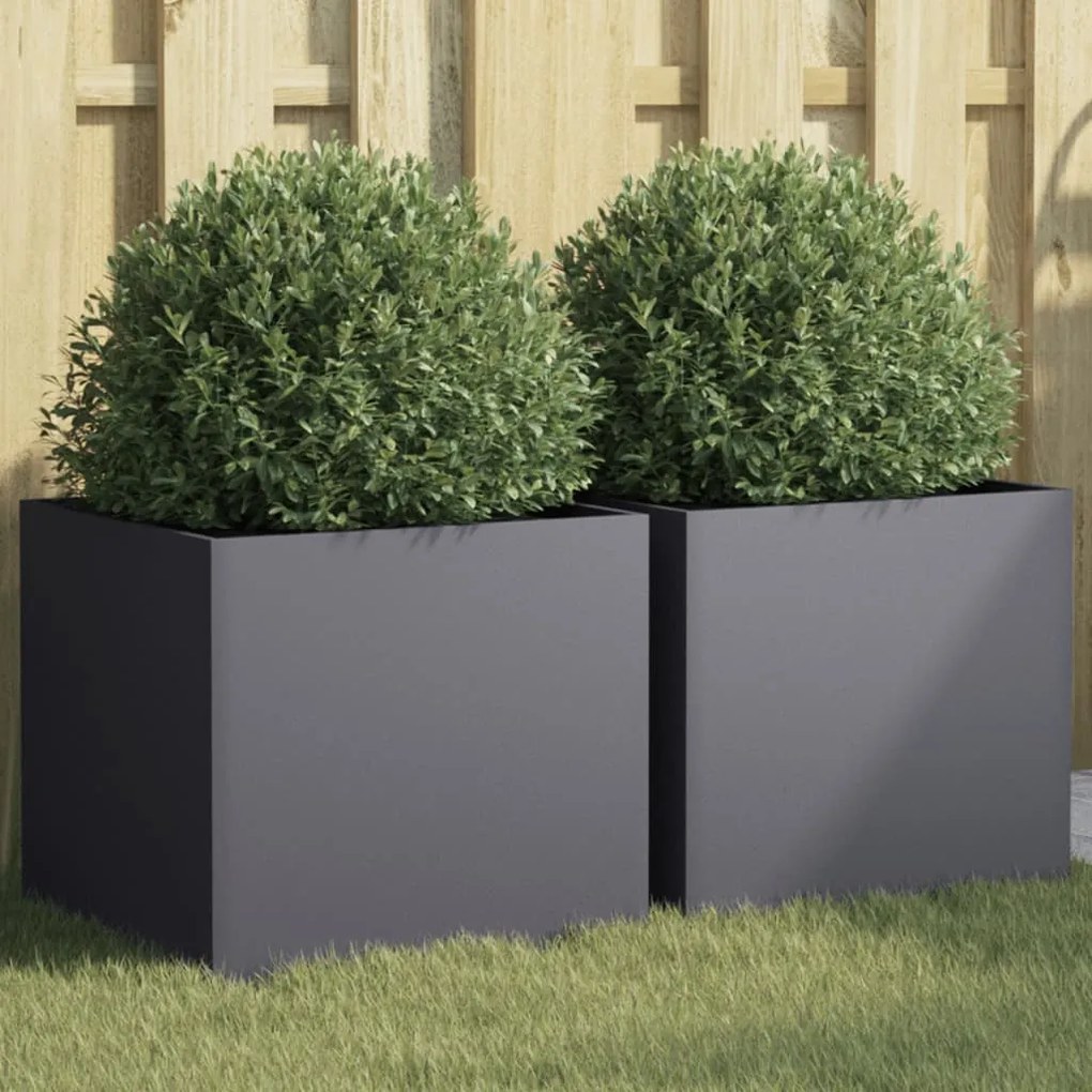vidaXL Vasos/floreiras 2 pcs 42x40x39 cm aço antracite