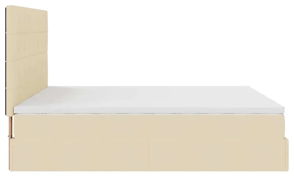 Estrutura de cama otomana com colchões tecido creme 200x200cm