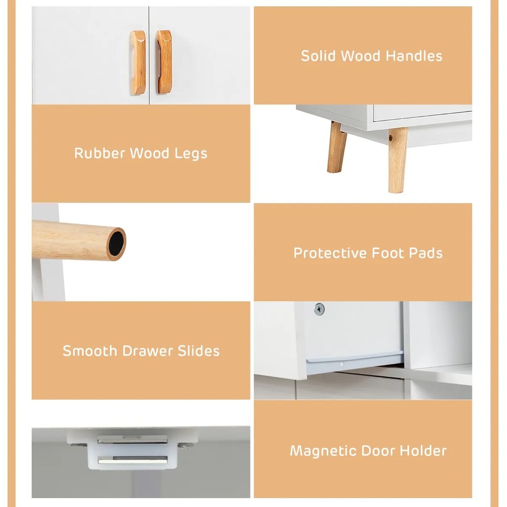 Armário de arquivo lateral móvel com 3 gavetas e suporte para impressora - Preto