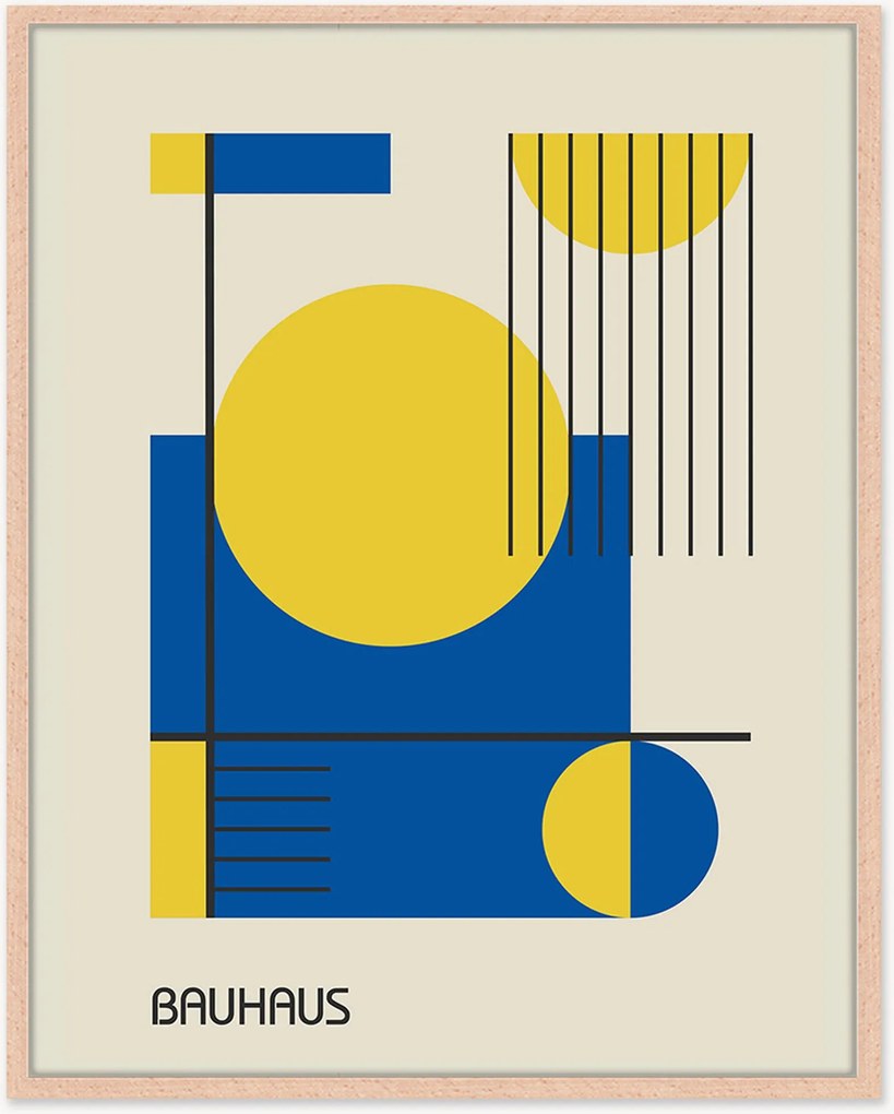 Impressão digital emoldurada Bauhaus in Blue & Yellow