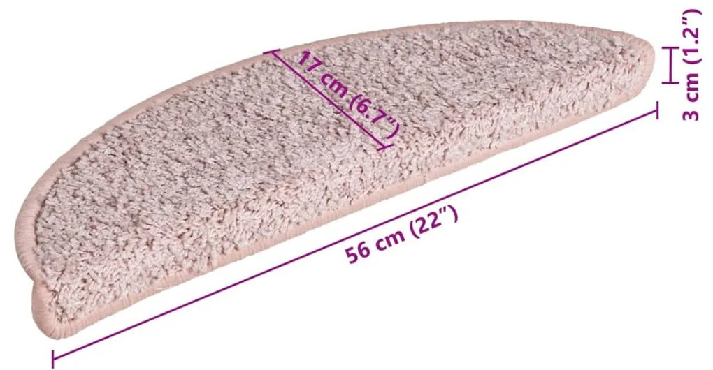 Tapete/carpete para degraus 15 pcs 65x21x4 cm rosa claro