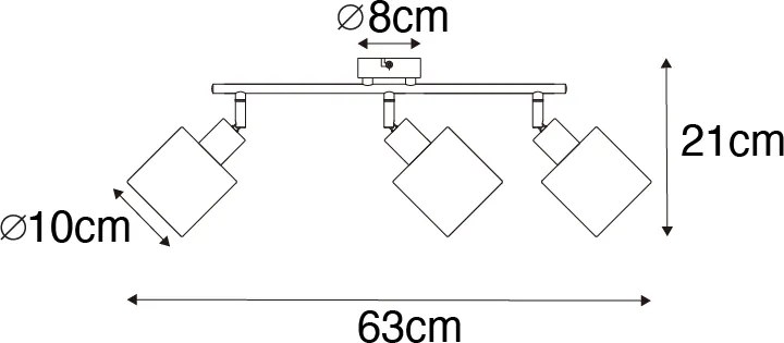 Candeeiro de teto moderno preto 3 luzes - Hetta