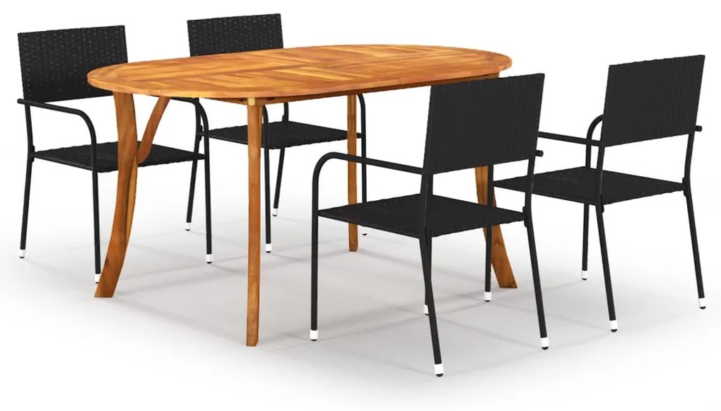 vidaXL 5 pcs conjunto de jantar para jardim preto