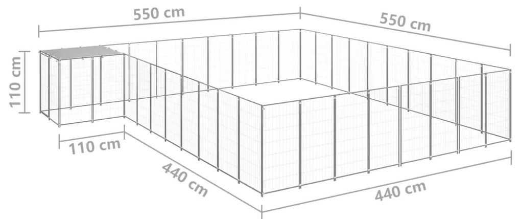 Canil 25,41 m² aço prateado