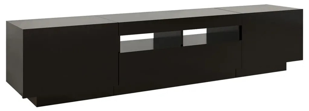 Móvel de TV com luzes LED 180x35x40 cm preto