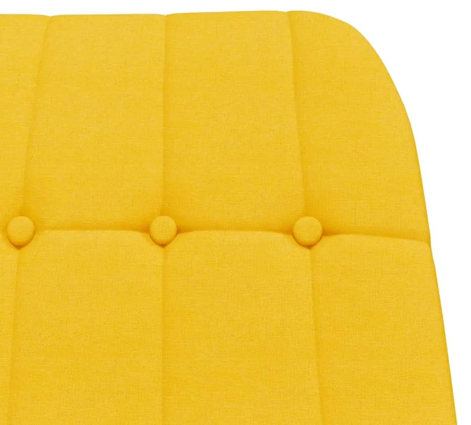 Cadeira de baloiço com apoio de pés tecido amarelo mostarda