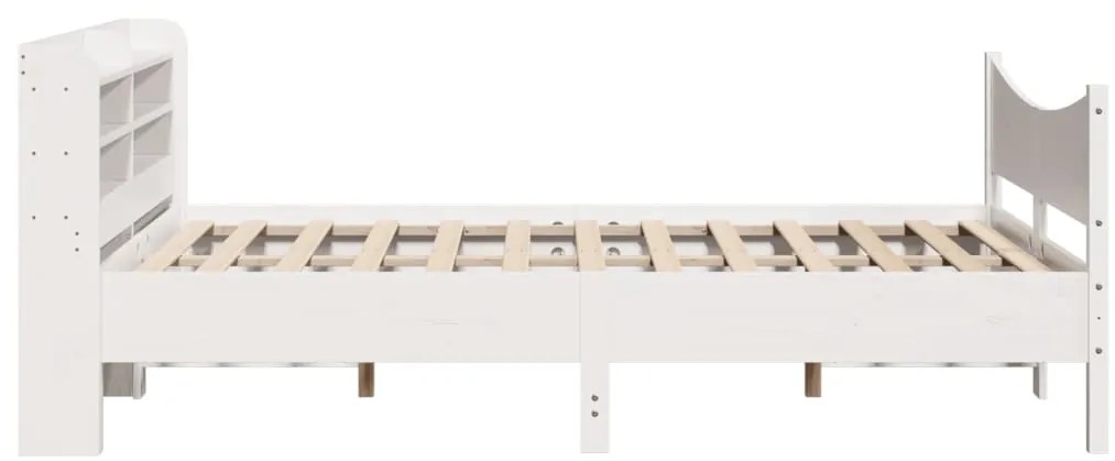 Estrutura de cama com cabeceira 160x200 cm pinho maciço branco