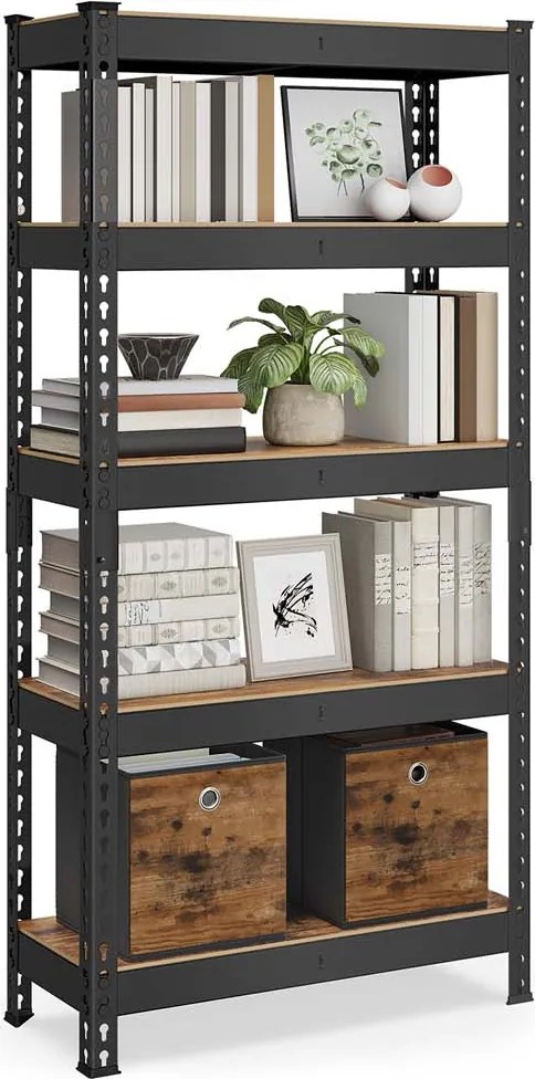 Estante para cargas pesadas com 5 prateleiras 30 x 75 x 150 cm preto e castanho vintage