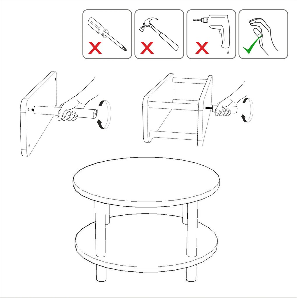 Mesa de Centro Roby – Pinho Atlântico – Diâmetro 70 cm