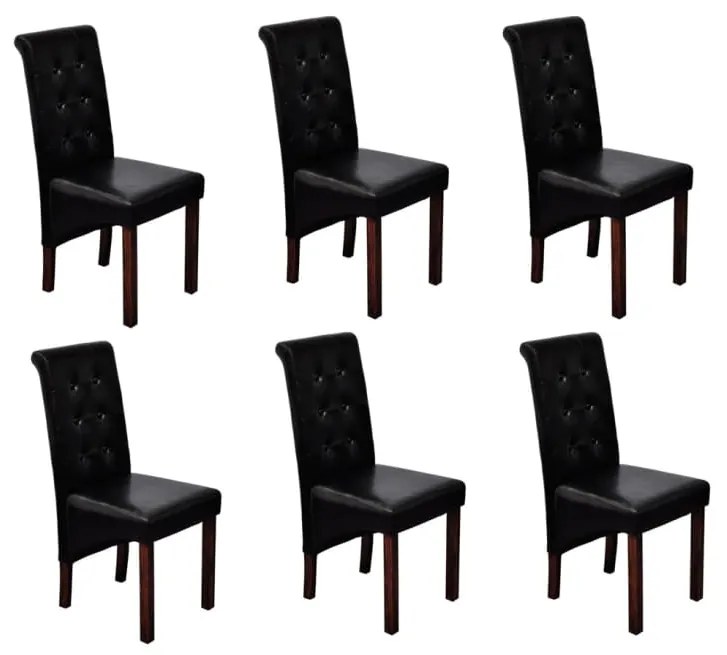 vidaXL Cadeiras de jantar 6 pcs couro artificial preto