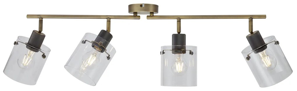 Foco de teto de design bronze com vidro transparente 4 luzes - Domo Moderno