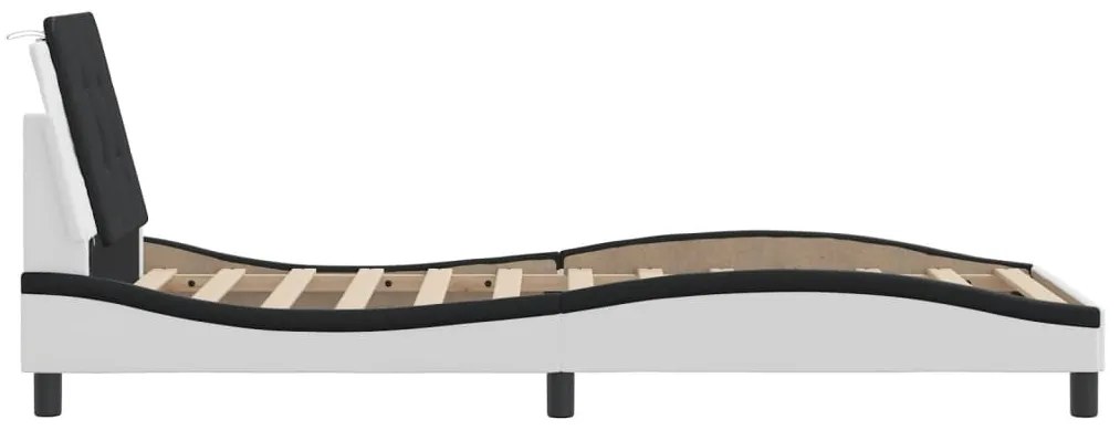 Estrutura de cama c/ cabeceira couro artificial 90x190cm