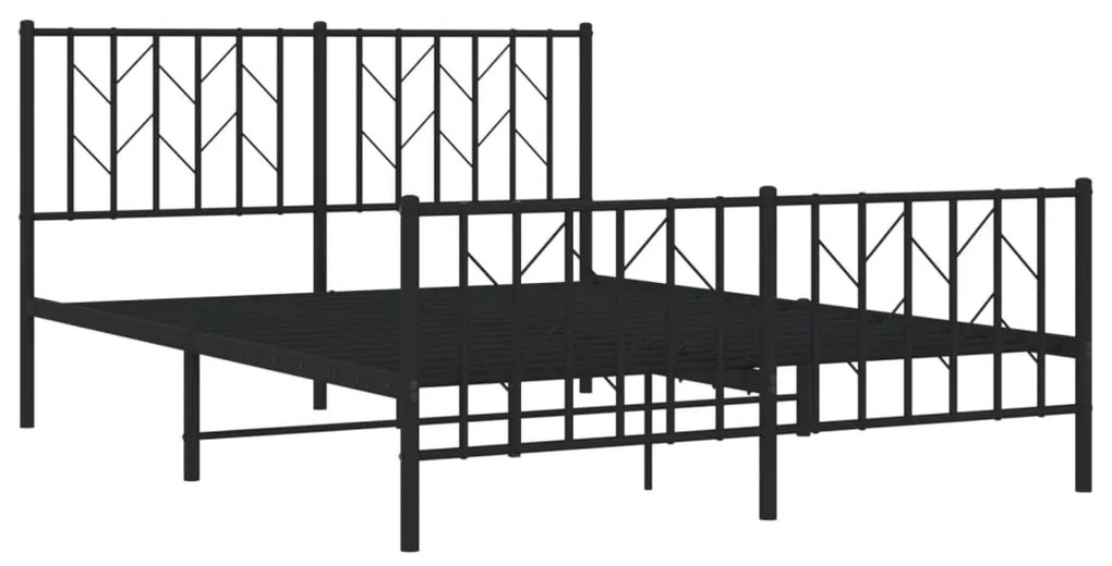 Estrutura de cama com cabeceira e pés 140x190 cm metal preto