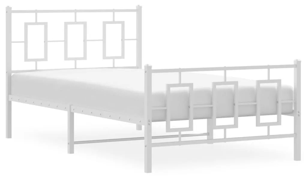 Estrutura de cama com cabeceira e pés 100x200 cm metal branco