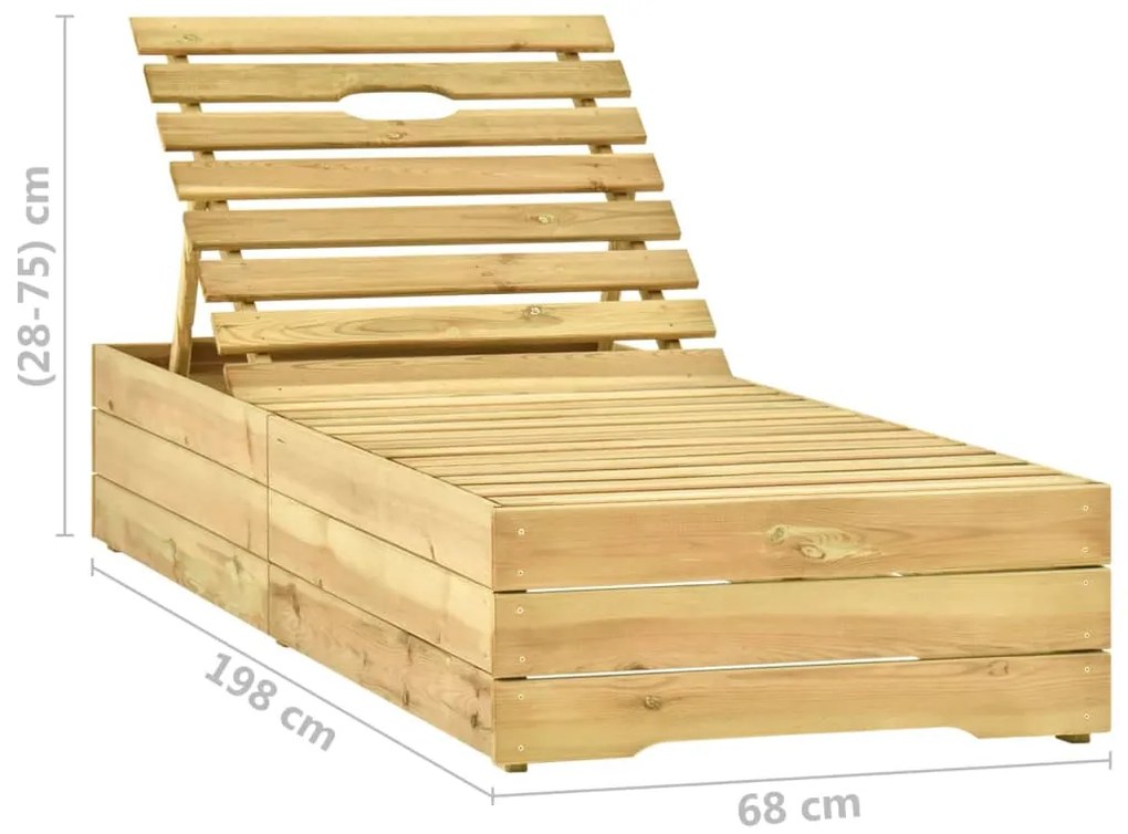 Espreguiçadeira de jardim com mesa e almofadão pinho impregnado