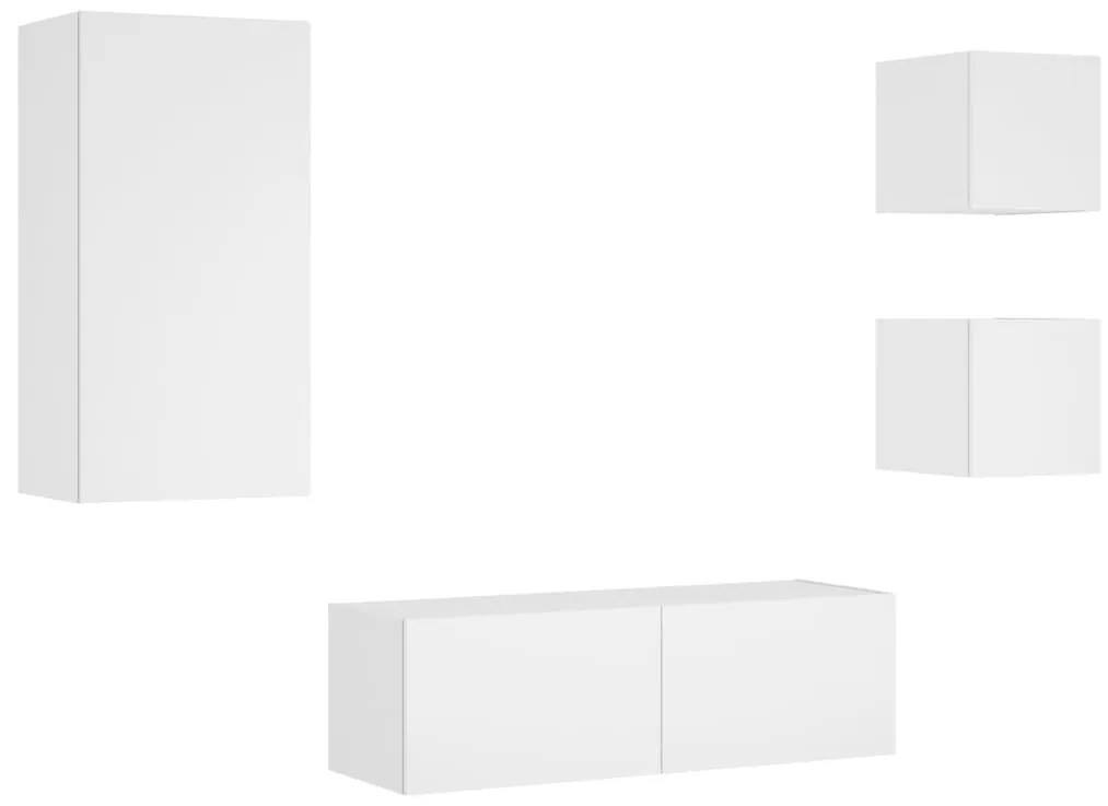 4 pcs móveis de parede para TV com luzes LED branco