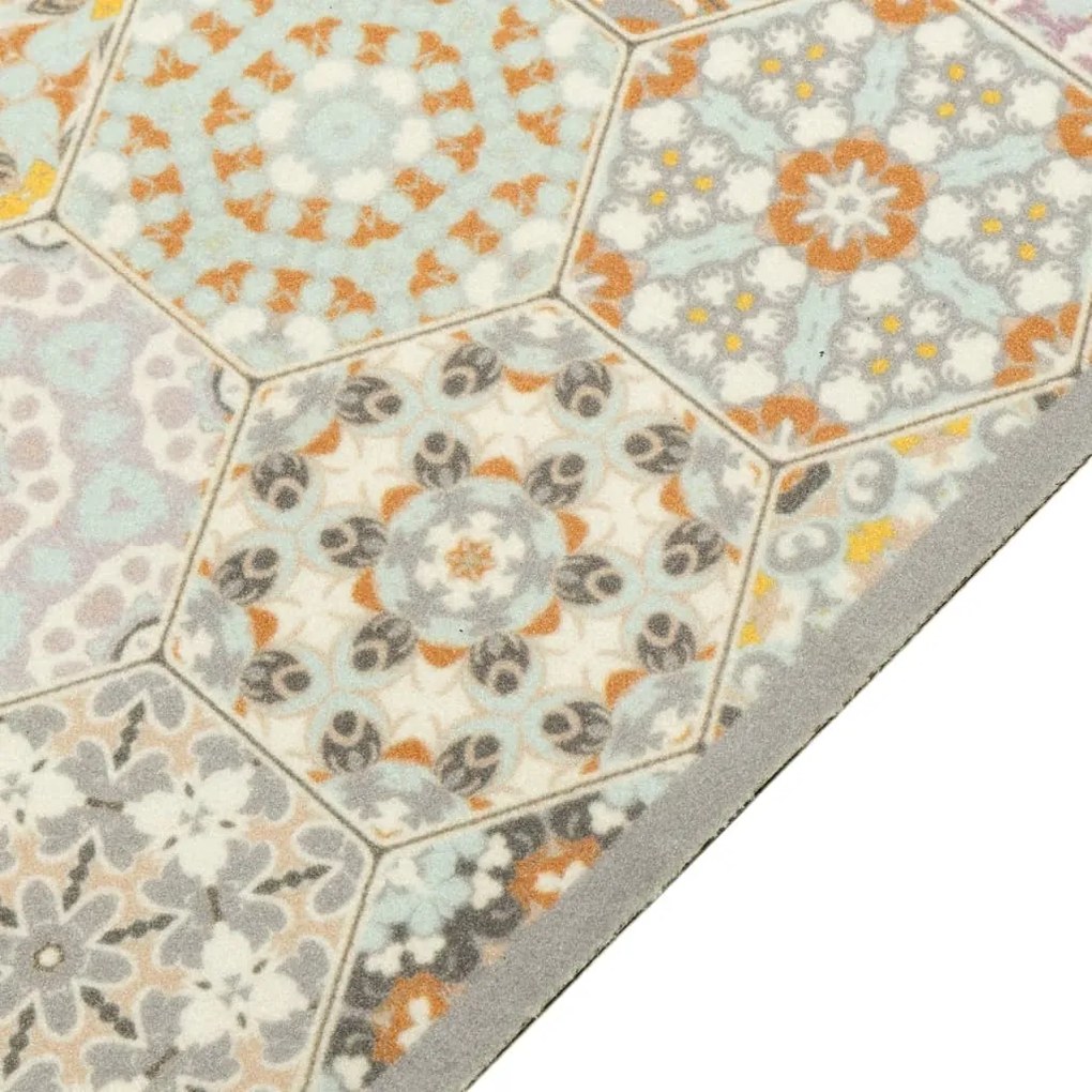 Tapete cozinha lavável 45x150 cm veludo padrão hexagonal pastel