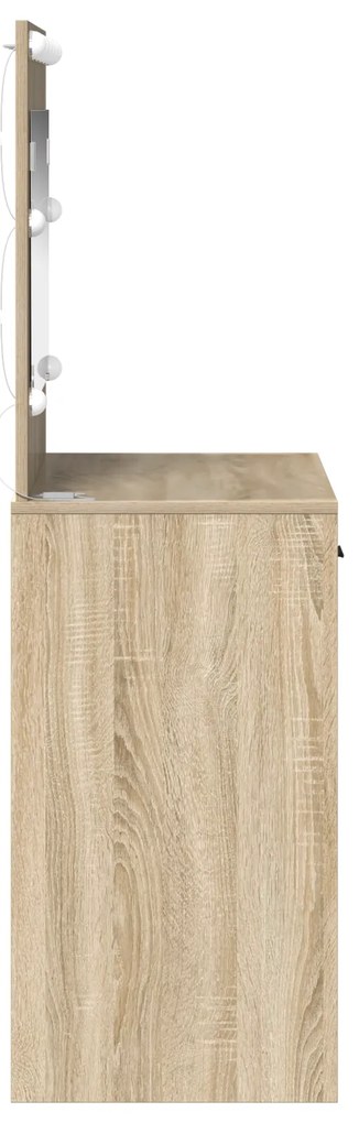Mesa de Maquilhagem com Luzes LED Carvalho Sonoma 78.5x41x135 cm