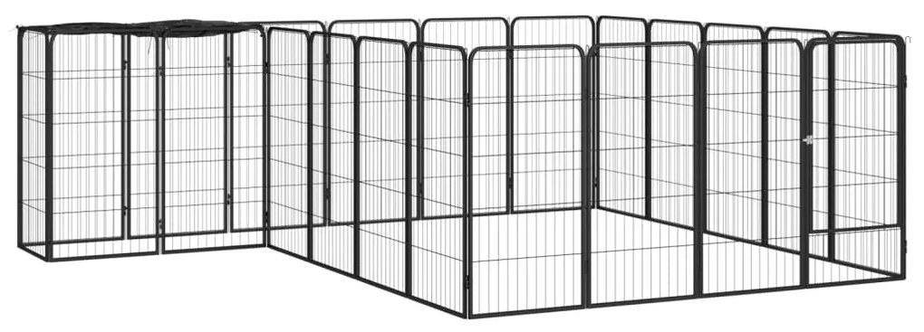 vidaXL Parque p/ cães c/ 22 painéis 50x100 cm aço revestido a pó preto