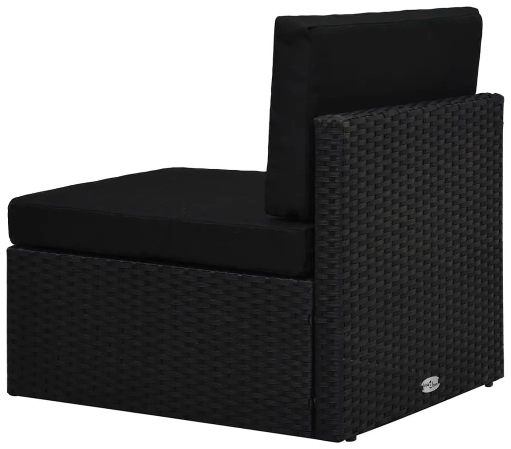 7 pcs conjunto lounge de jardim c/ almofadões vime PE preto