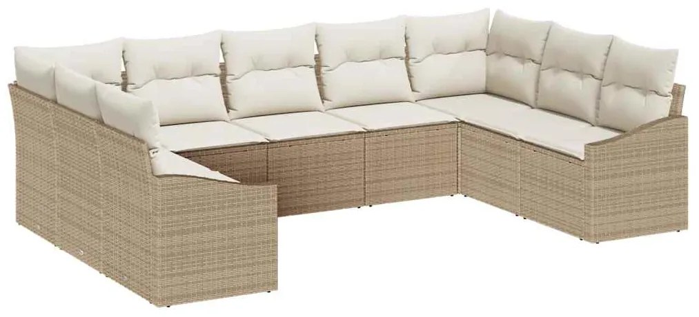 Conjunto de Jantar de Jardim 9 Peças com Almofadas - Bege em Rattan Si