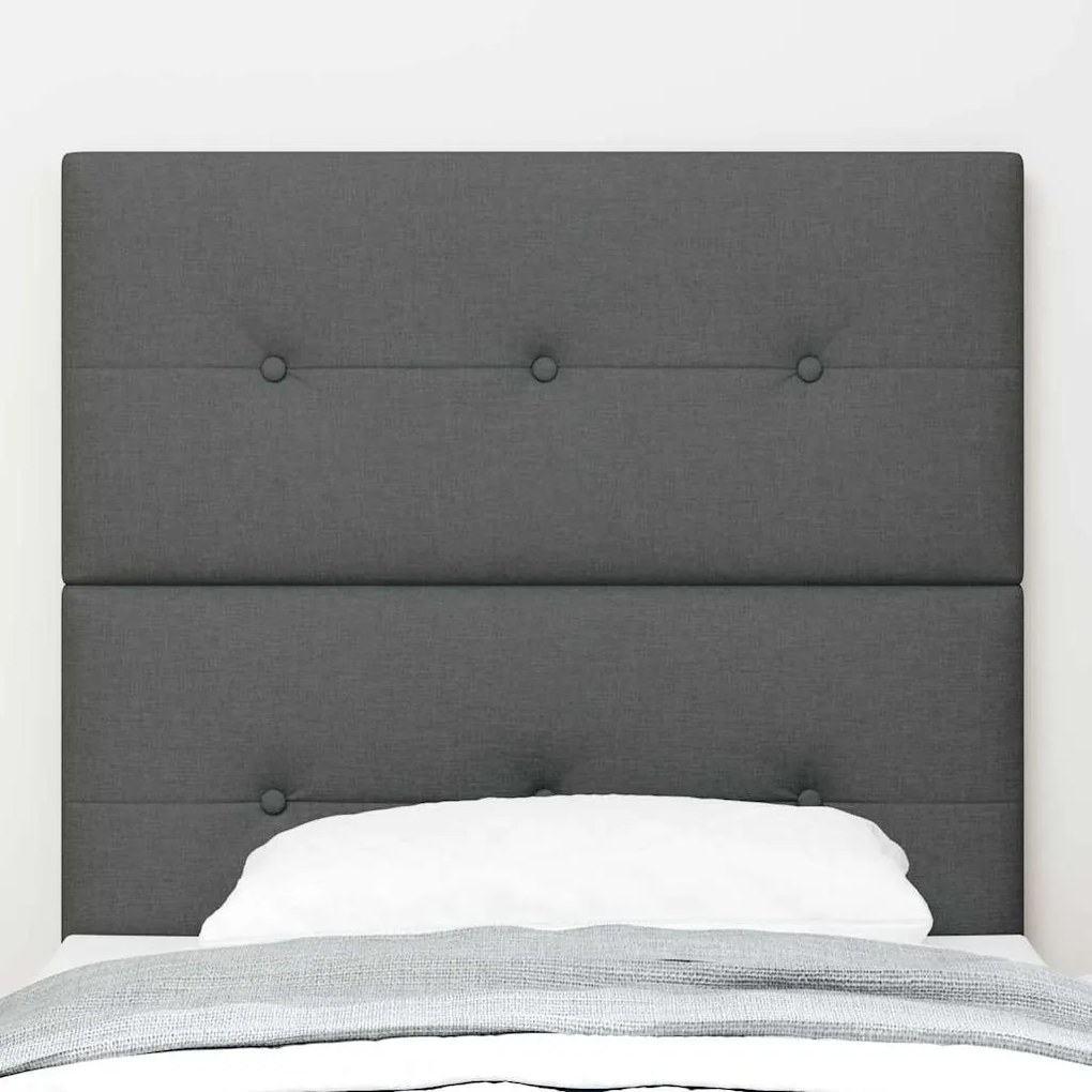 Cabeceira vidaXL Botão Estofada Cinza Escuro 80 cm Tecido