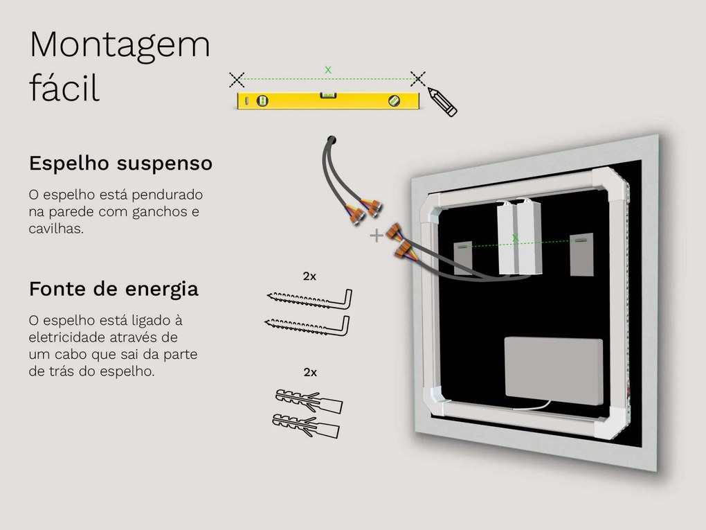 Espelho LED SMART com iluminação M4 + SmartScreen with Google Chromecast