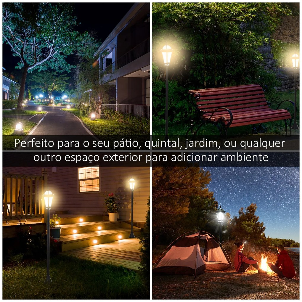 Conjunto de Candeeiros Solares de Jardim com Luzes LED Branca 3500K Im