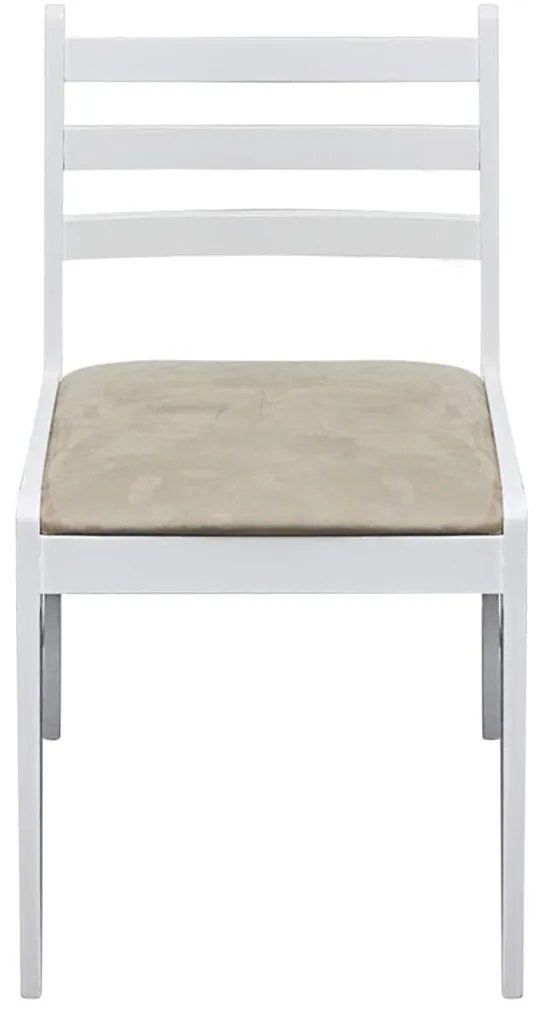 Cadeiras de jantar 2 pcs seringueira maciça e veludo branco