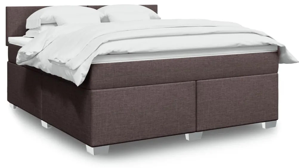 vidaXL Cama com molas/colchão 180x200 cm tecido castanho-escuro