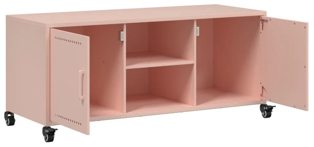 Móvel de TV 100,5x39x43,5 cm aço laminado a frio rosa