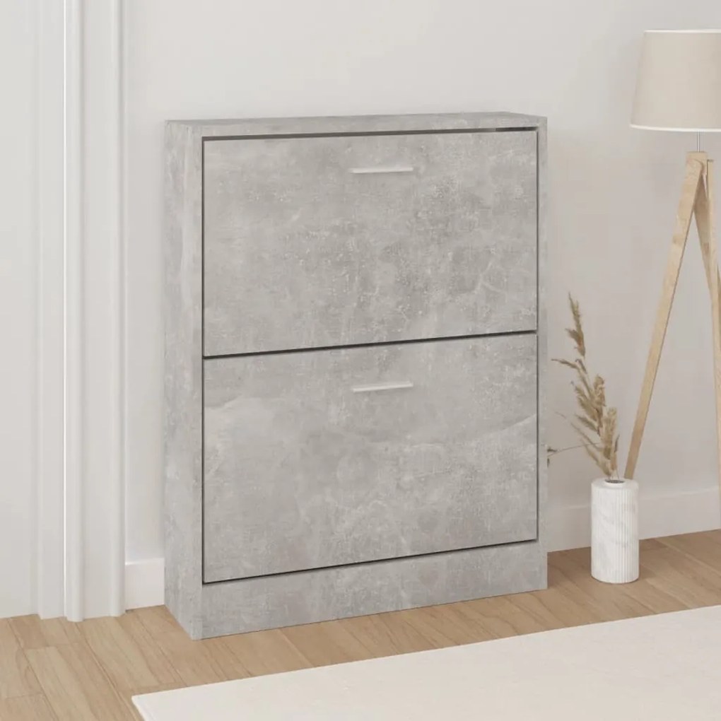 vidaXL Sapateira 59x17x81 cm derivados de madeira cinzento cimento