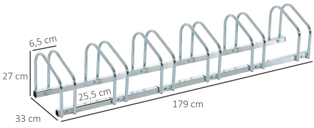 HOMCOM Estacionamento para 6 Bicicletas Suporte de Aço para Estacionar