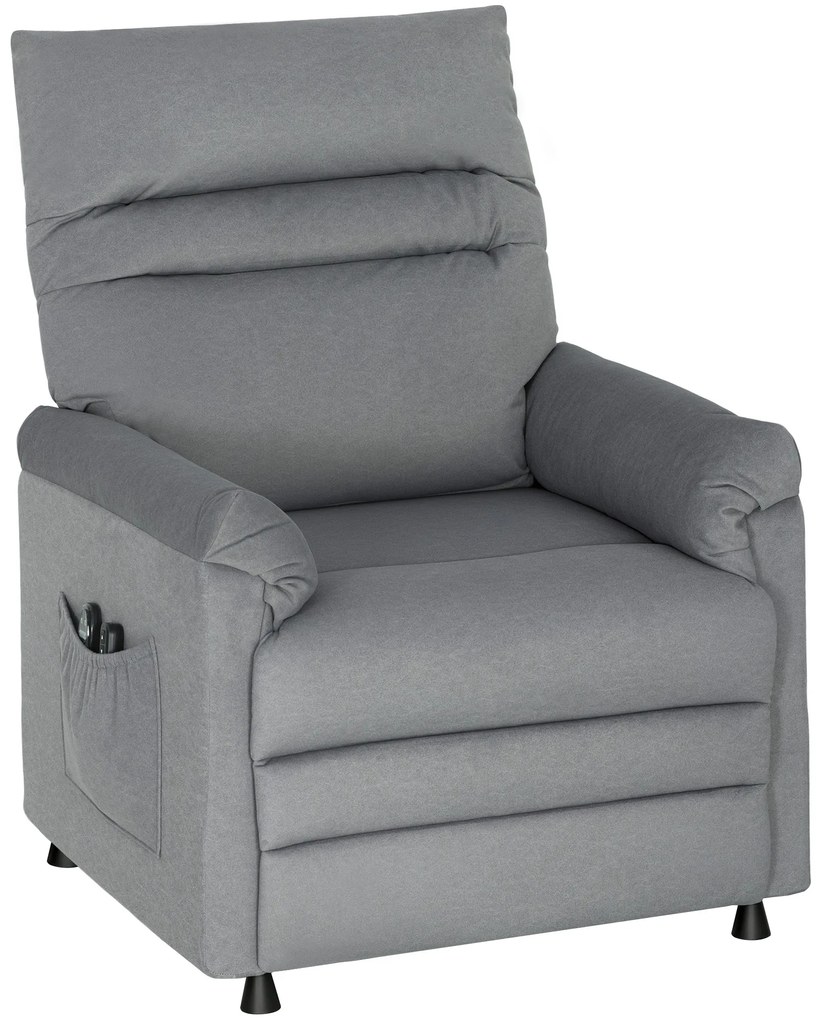 Poltrona Relax com Aquecimento Lombar e Massagem por Vibração Reclinável Função de Memória 82x99x106 cm Cinzento