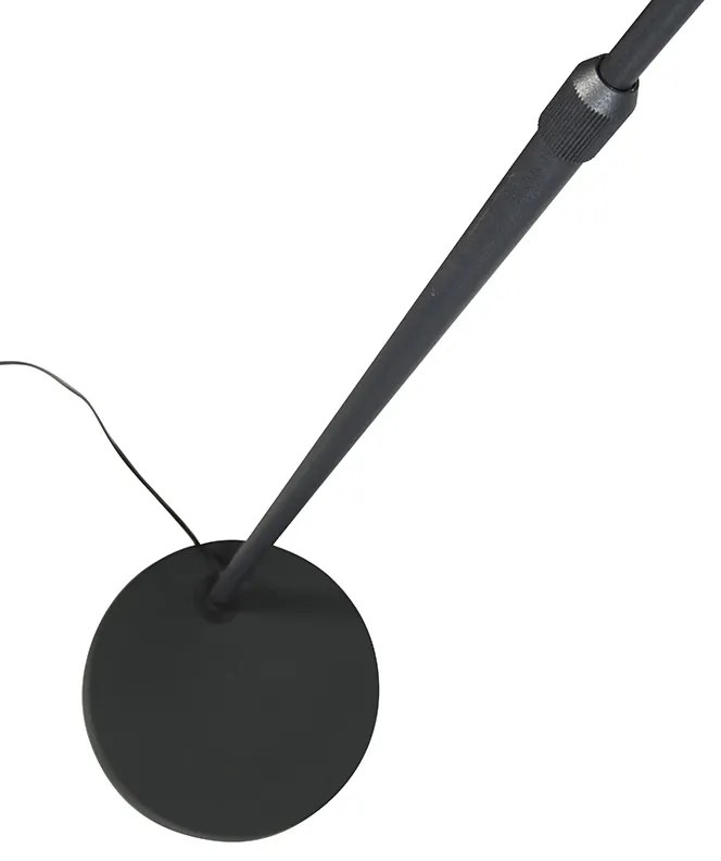 Candeeiro de Arco Moderno Preto com Abajur de Tecido Preto - Arc Basic