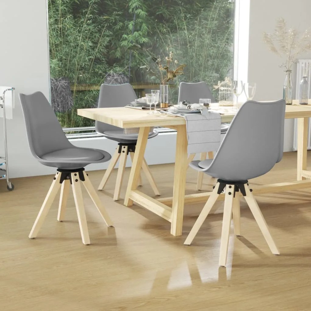 vidaXL Cadeiras de jantar giratórias 4 pcs PP cinzento