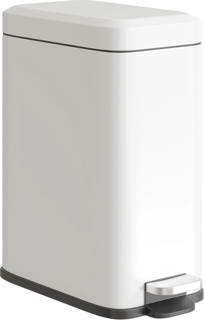 HOMCOM Lixeira de metal, contentor de lixo, capacidade 5 L, com pedal, com balde interior, branco | Aosom Portugal